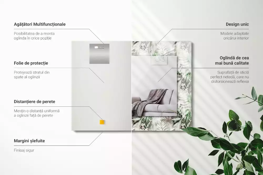 Oglindă imprimată Model frunze verzi