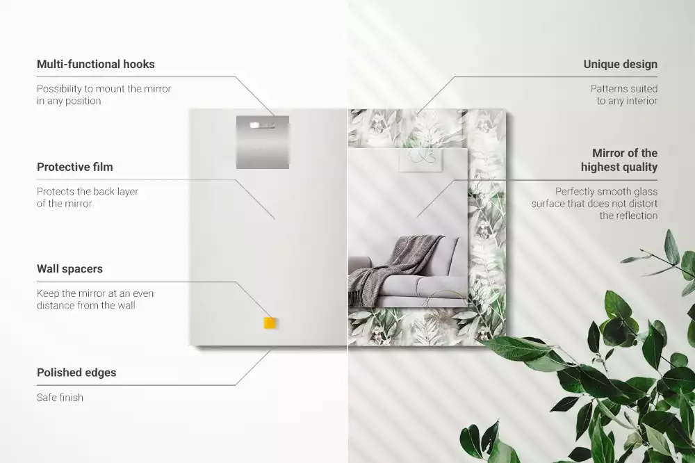 Oglindă imprimată Model frunze verzi