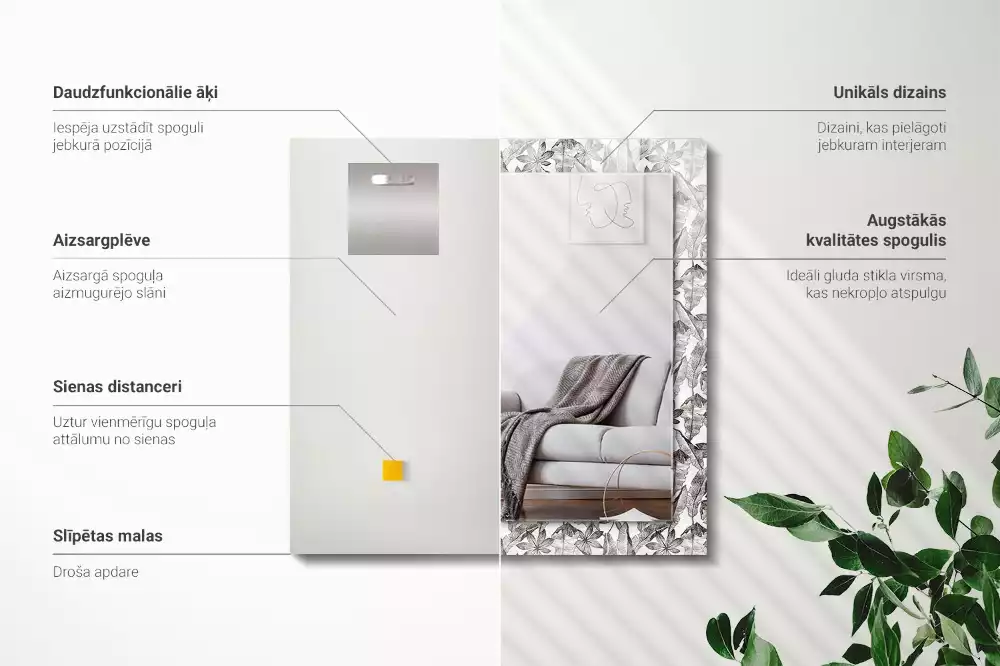 Decorațiuni de perete cu oglinzi Frunze și flori