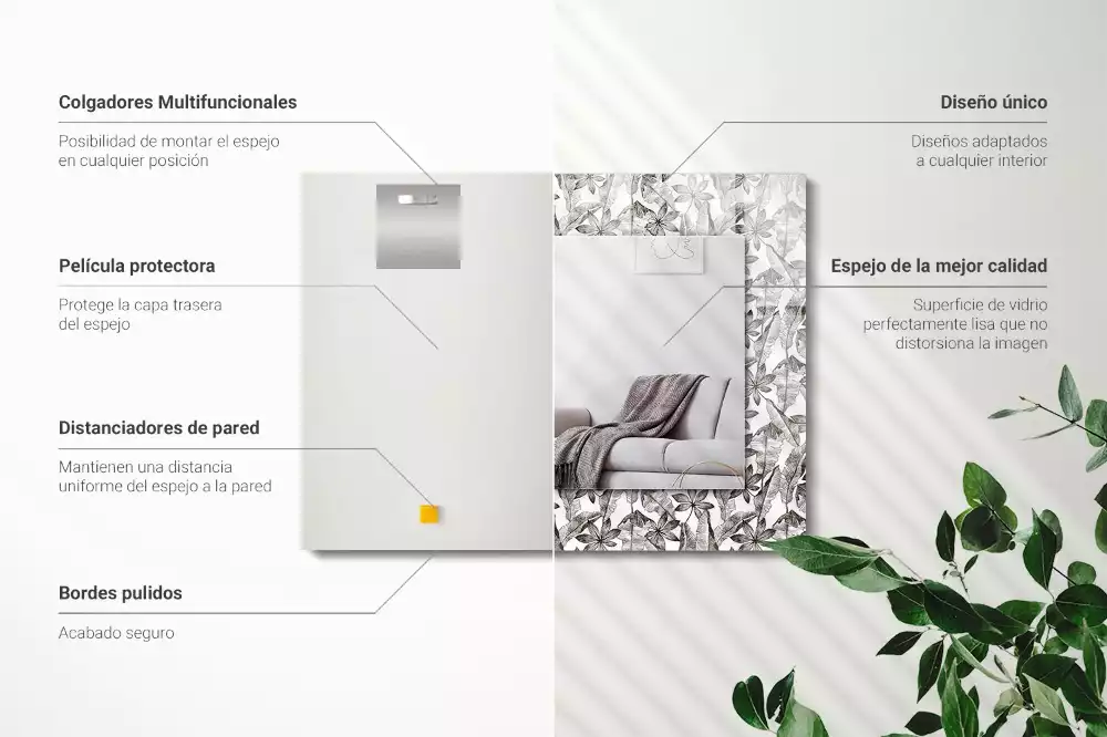 Decorațiuni de perete cu oglinzi Frunze și flori