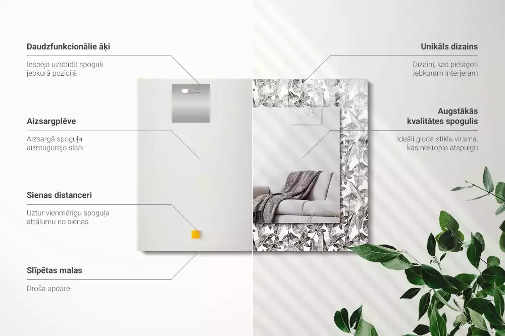 Decorațiuni de perete cu oglinzi Frunze și flori