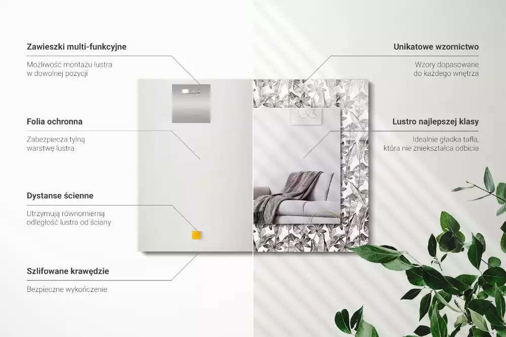 Decorațiuni de perete cu oglinzi Frunze și flori