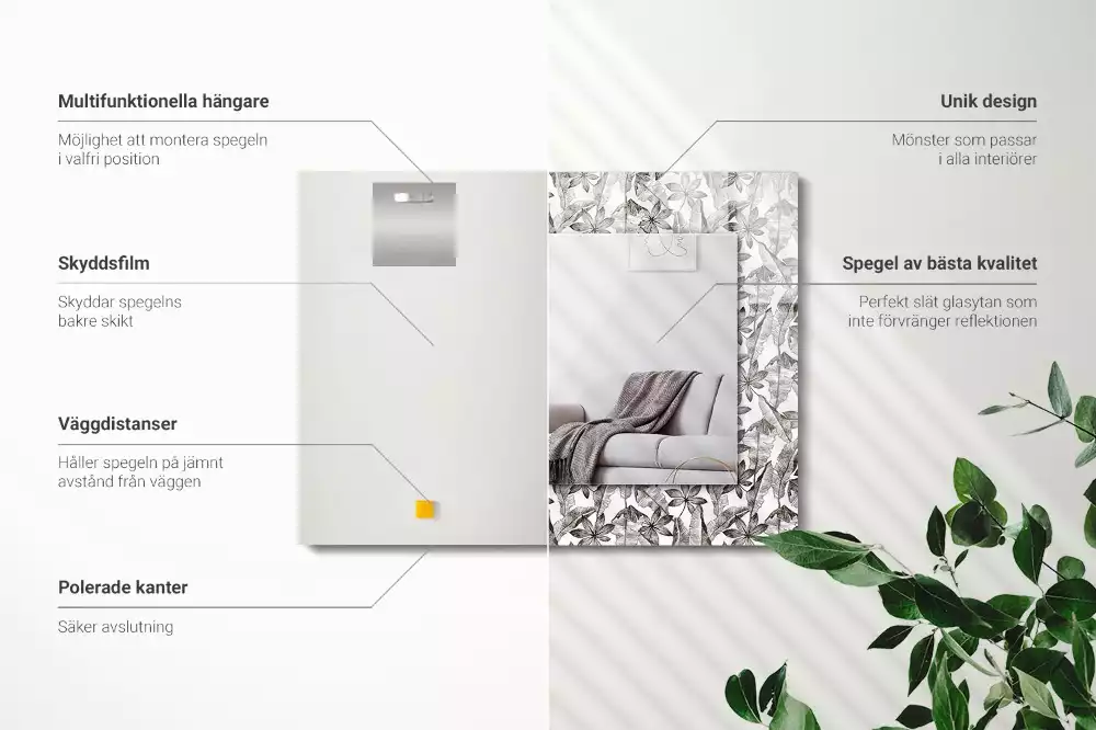 Decorațiuni de perete cu oglinzi Frunze și flori