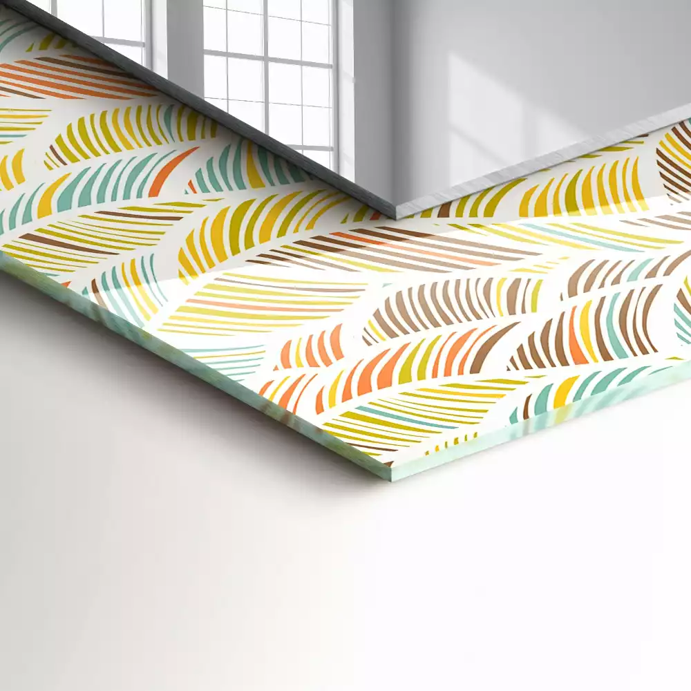 Decorațiuni perete cu oglindă Valuri colorate frunze