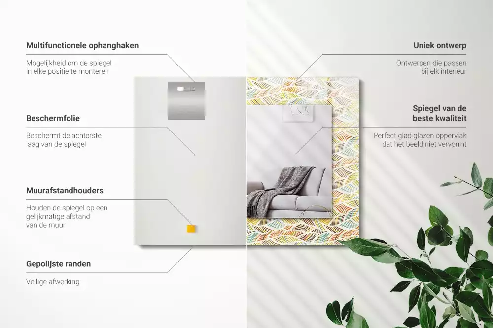 Decorațiuni perete cu oglindă Valuri colorate frunze