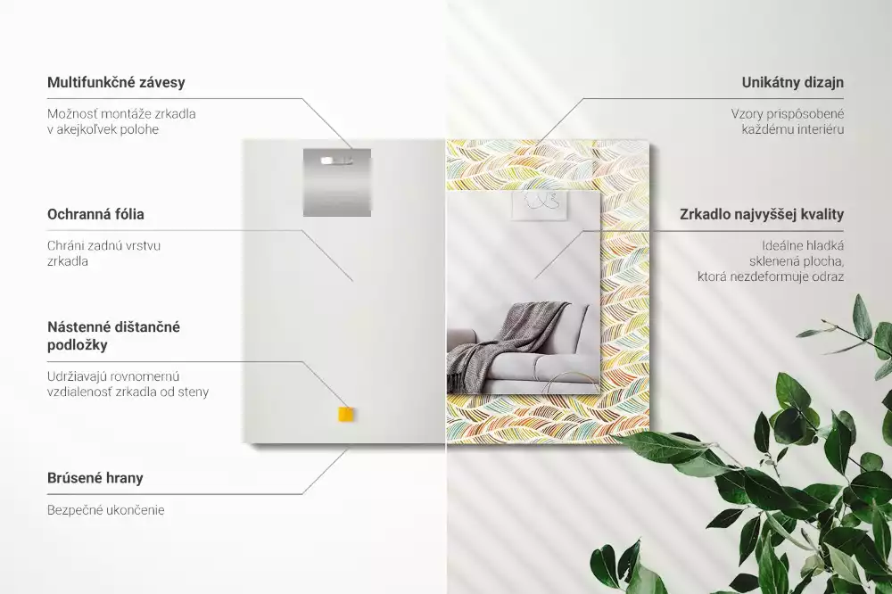 Decorațiuni perete cu oglindă Valuri colorate frunze