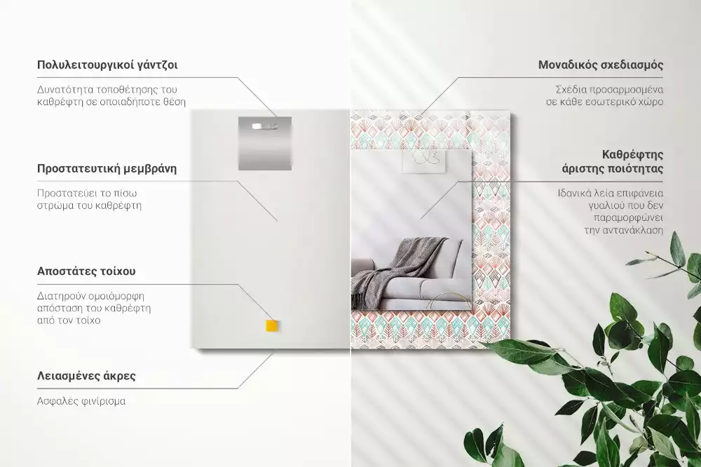 Decorațiuni de perete cu oglinzi Model geometric colorat