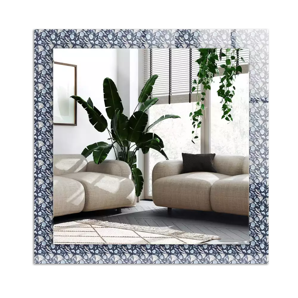 Decorațiuni perete cu oglindă Model floral albastru