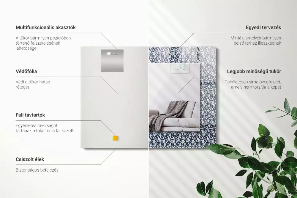 Decorațiuni perete cu oglindă Model floral albastru