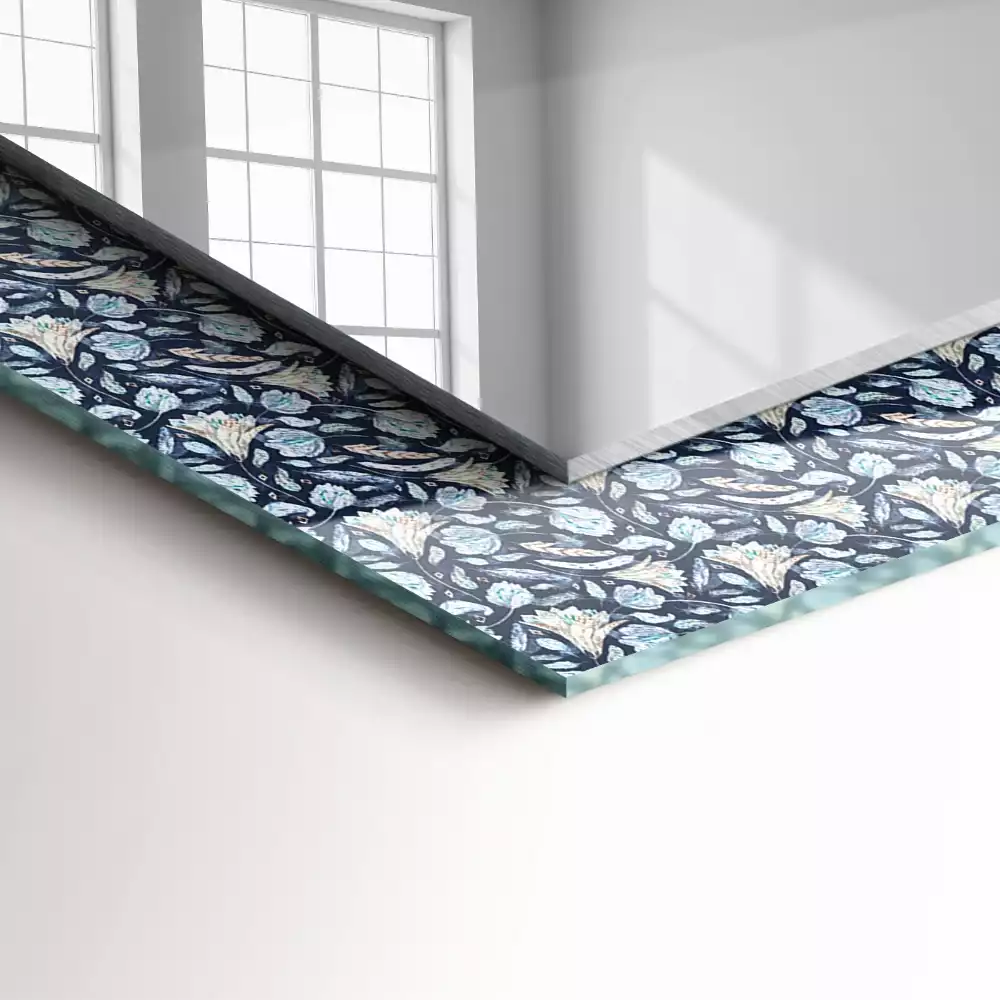 Decorațiuni perete cu oglindă Model floral albastru