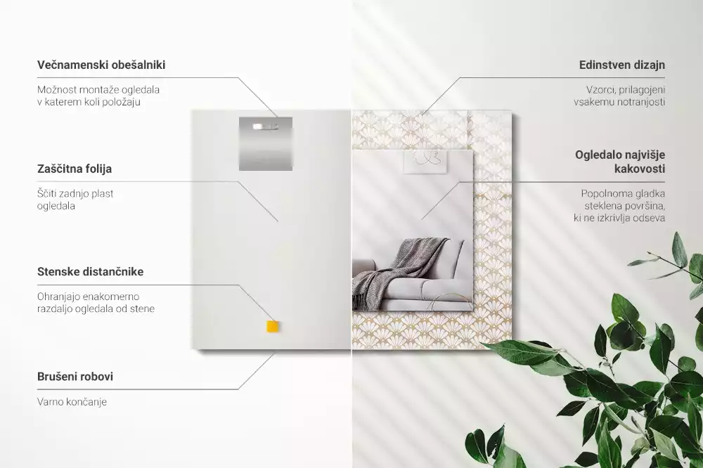 Oglindă imprimată Floare model geometric