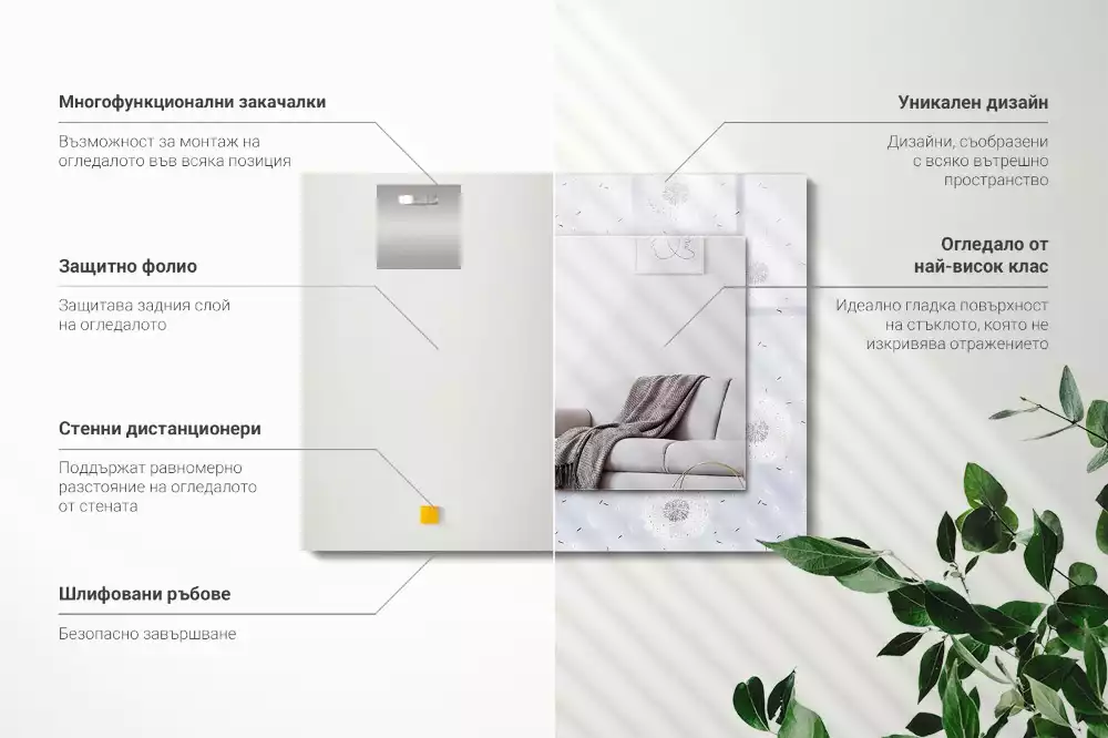 Decorațiuni de perete cu oglinzi Păpădii flori