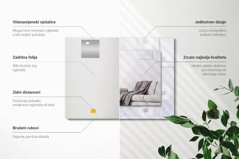 Decorațiuni de perete cu oglinzi Păpădii flori