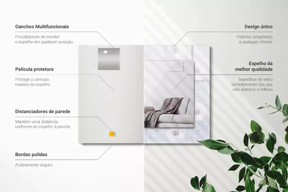 Decorațiuni de perete cu oglinzi Păpădii flori