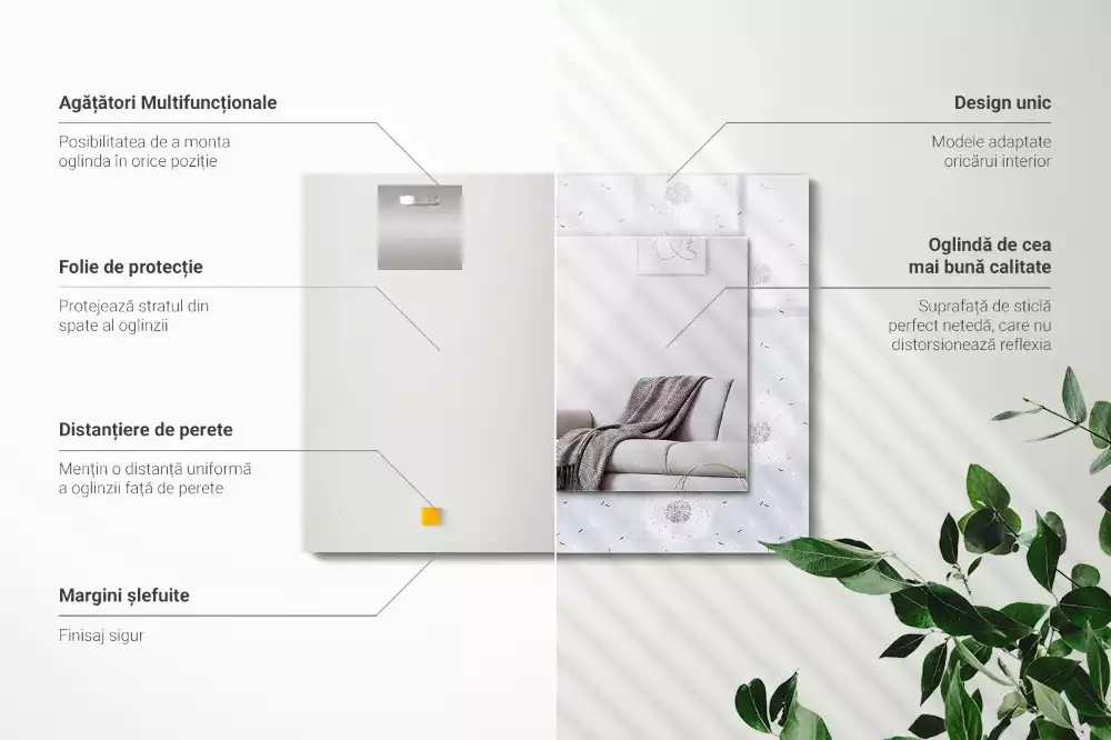 Decorațiuni de perete cu oglinzi Păpădii flori