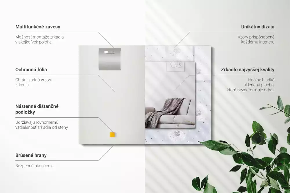 Decorațiuni de perete cu oglinzi Păpădii flori