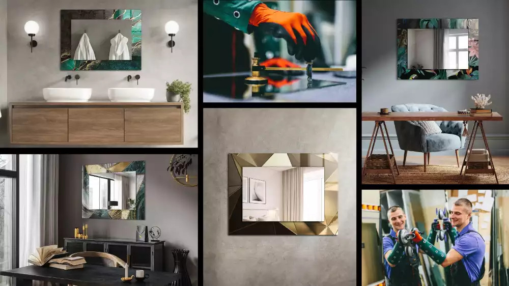 Decorațiuni perete cu oglindă Model frunze