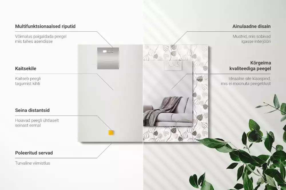 Decorațiuni perete cu oglindă Model frunze