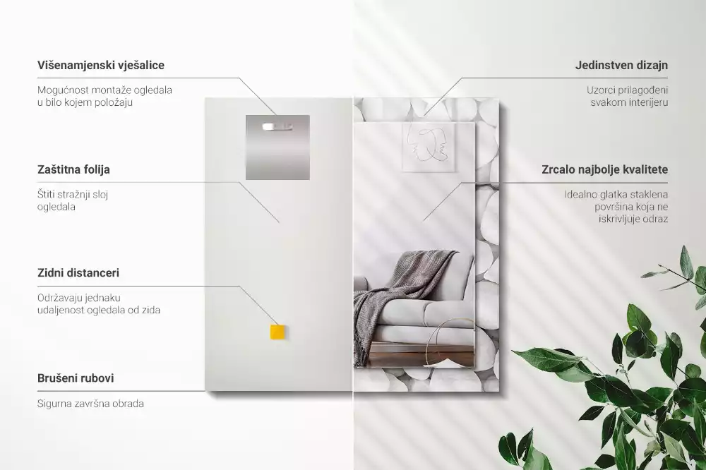 Decorațiuni perete cu oglindă Pietre albe netede