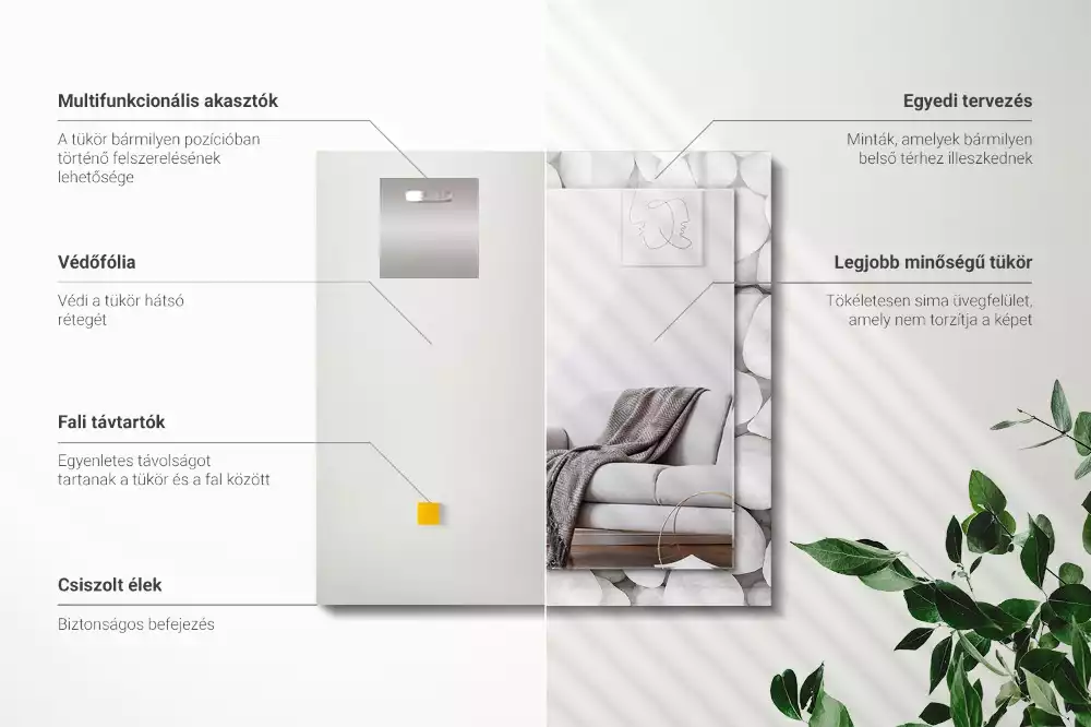 Decorațiuni perete cu oglindă Pietre albe netede