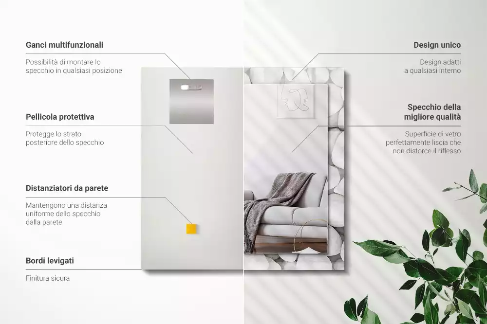 Decorațiuni perete cu oglindă Pietre albe netede