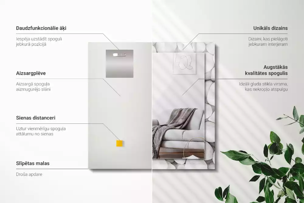 Decorațiuni perete cu oglindă Pietre albe netede