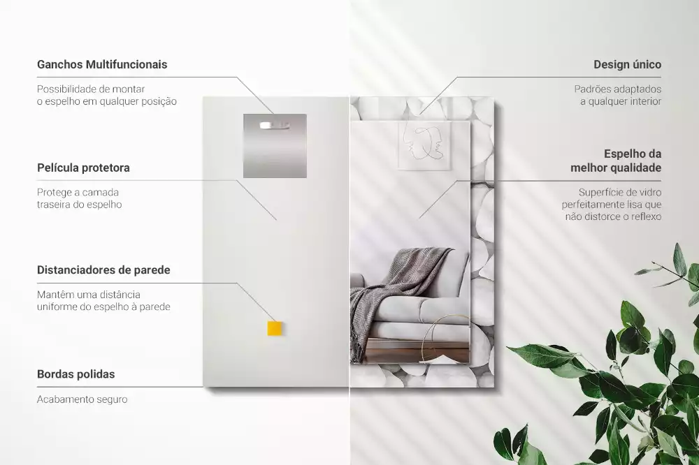 Decorațiuni perete cu oglindă Pietre albe netede