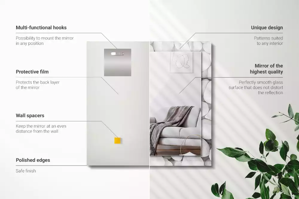 Decorațiuni perete cu oglindă Pietre albe netede