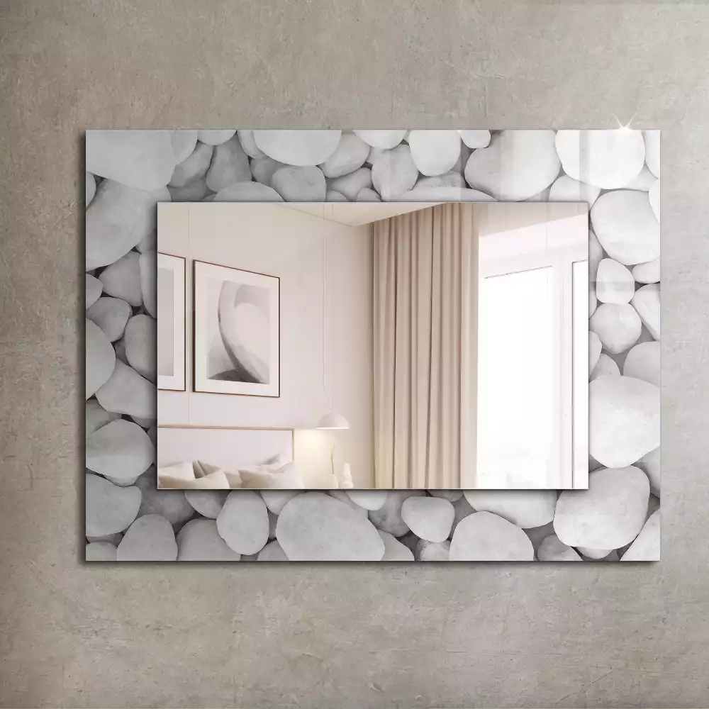 Decorațiuni perete cu oglindă Pietre albe netede