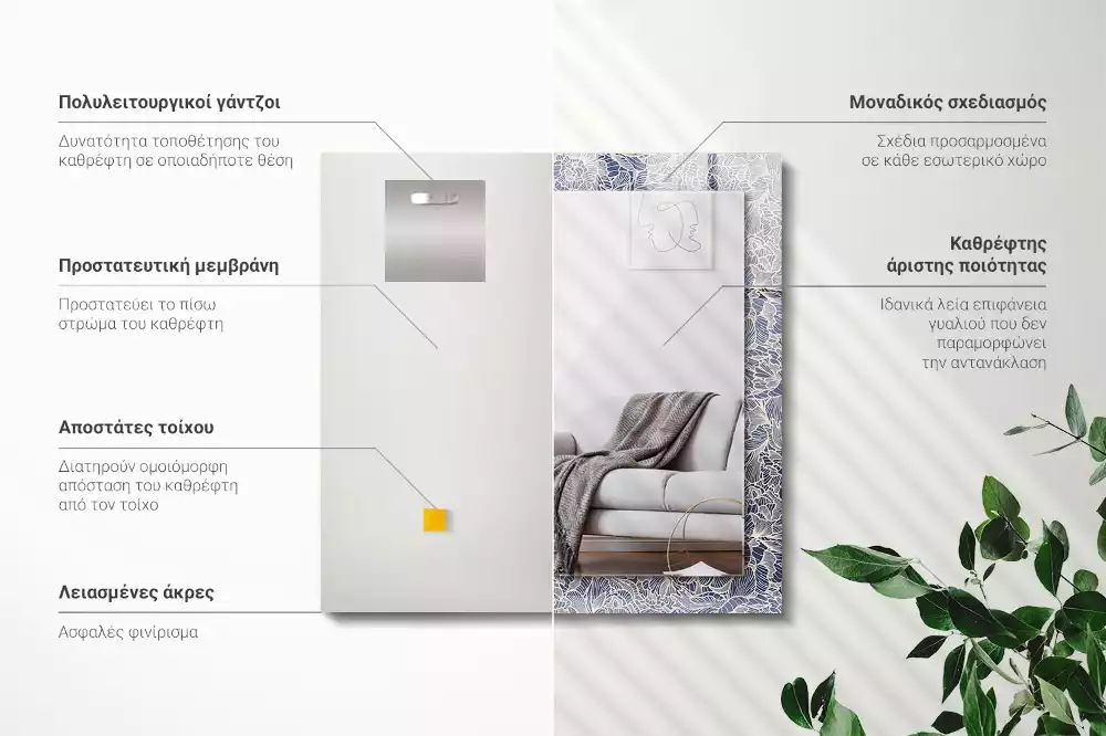 Decorațiuni perete cu oglindă Model floral pentru țesătură