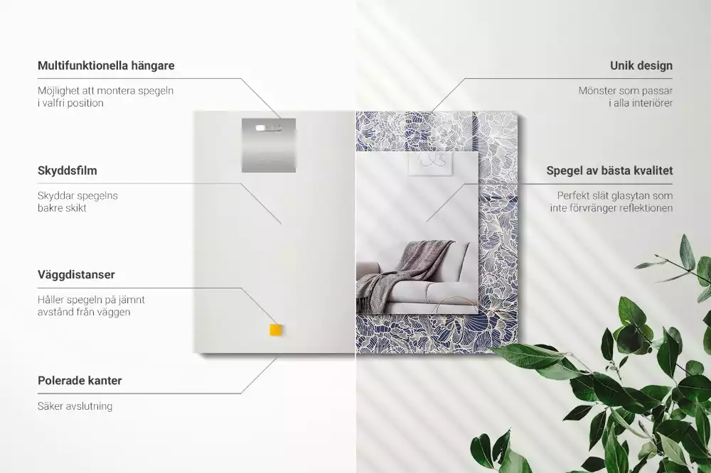 Decorațiuni perete cu oglindă Model floral pentru țesătură