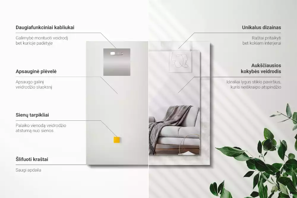 Decorațiuni de perete cu oglinzi Model textură gri