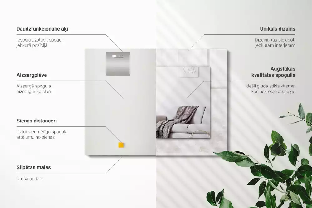 Decorațiuni de perete cu oglinzi Model textură gri