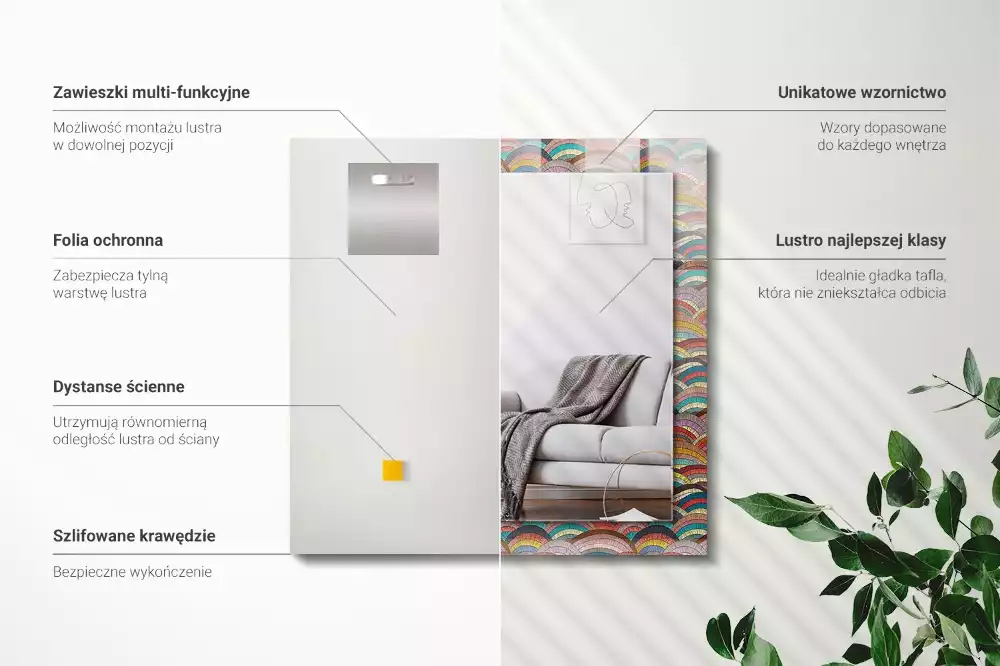 Decorațiuni perete cu oglindă Arcuri și valuri colorate