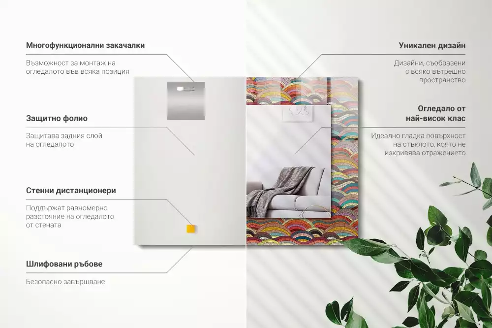 Decorațiuni perete cu oglindă Arcuri și valuri colorate