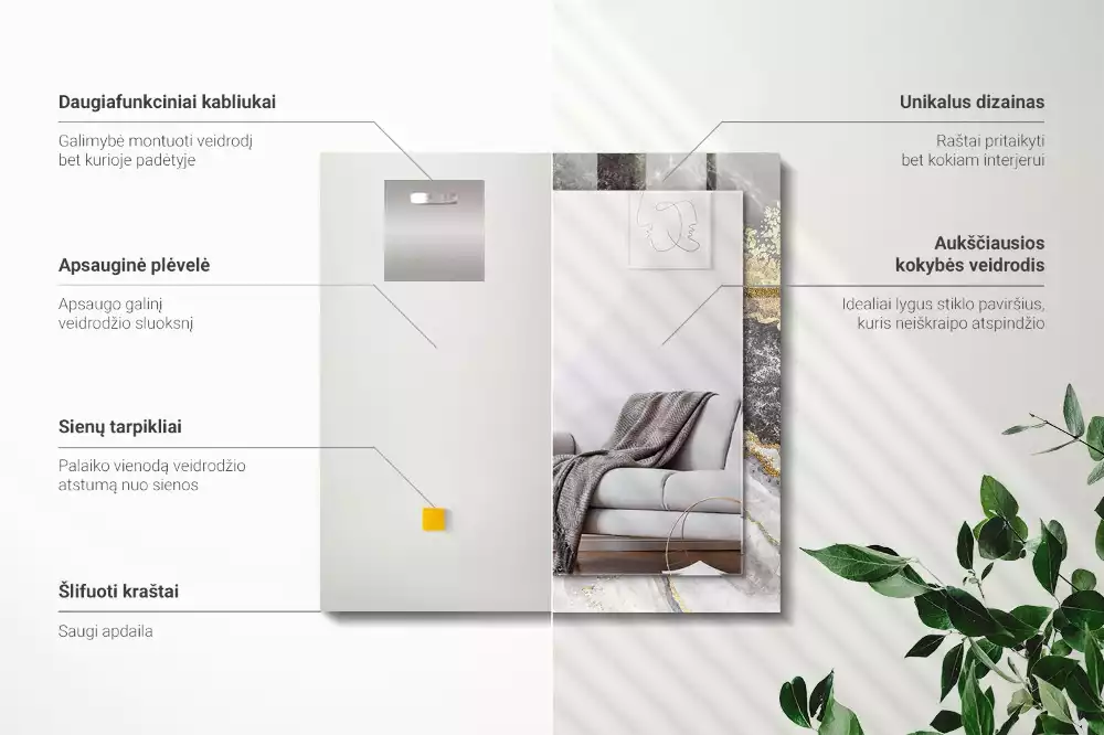 Decorațiuni de perete cu oglinzi Marmură vinișoare abstracție