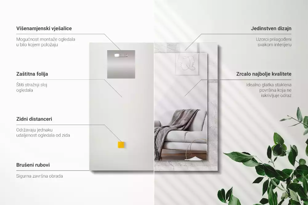 Decorațiuni perete cu oglindă Suprafață de beton crăpată