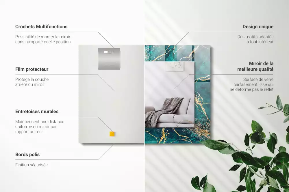 Oglindă imprimată Marmură verde