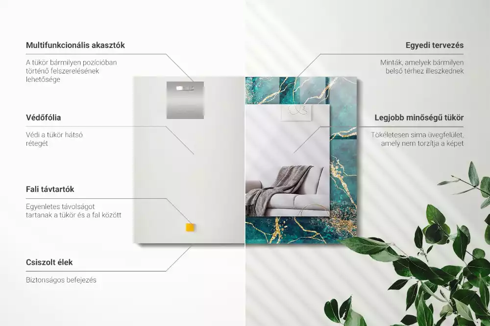 Oglindă imprimată Marmură verde