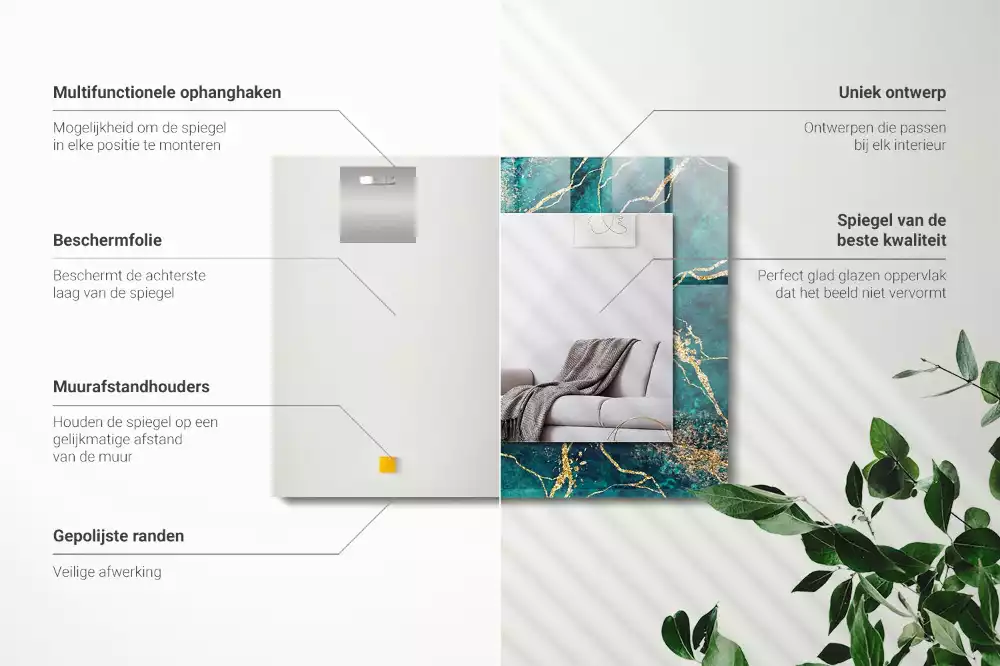 Oglindă imprimată Marmură verde