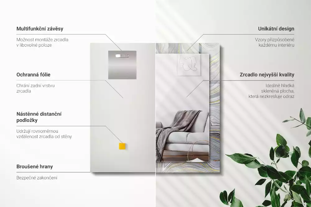 Decorațiuni de perete cu oglinzi Modele abstracte de marmură