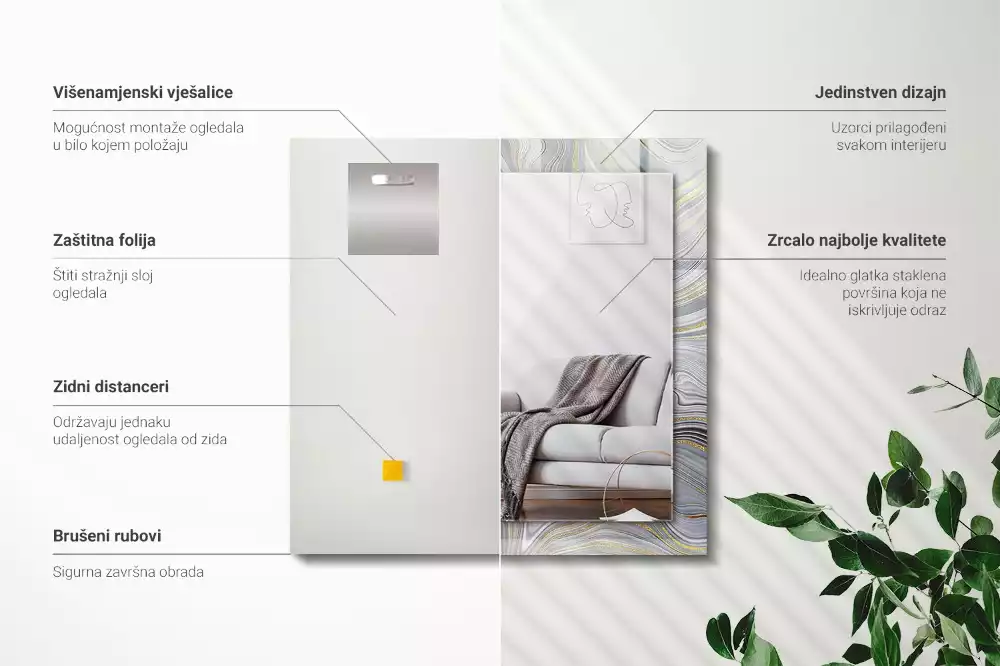 Decorațiuni de perete cu oglinzi Modele abstracte de marmură