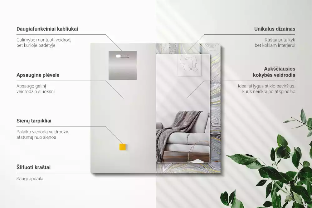 Decorațiuni de perete cu oglinzi Modele abstracte de marmură