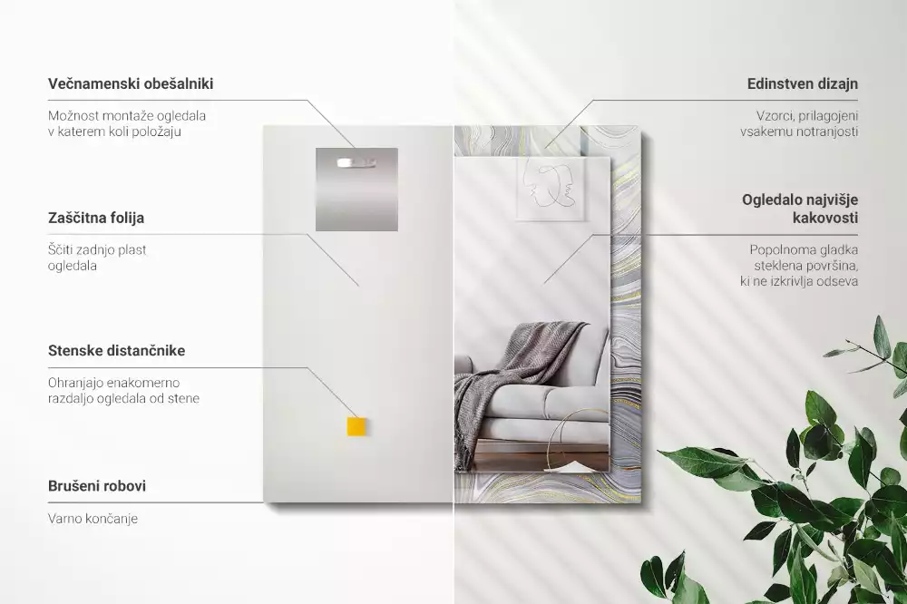 Decorațiuni de perete cu oglinzi Modele abstracte de marmură