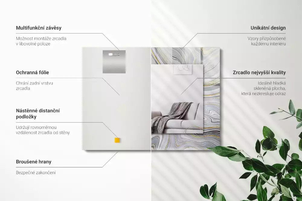 Decorațiuni de perete cu oglinzi Modele abstracte de marmură