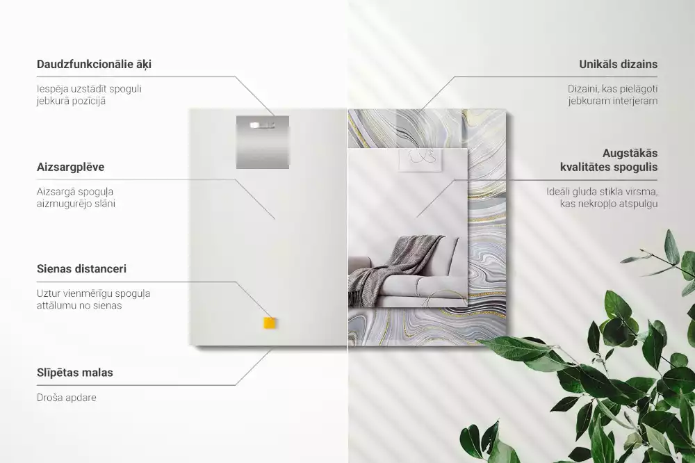 Decorațiuni de perete cu oglinzi Modele abstracte de marmură