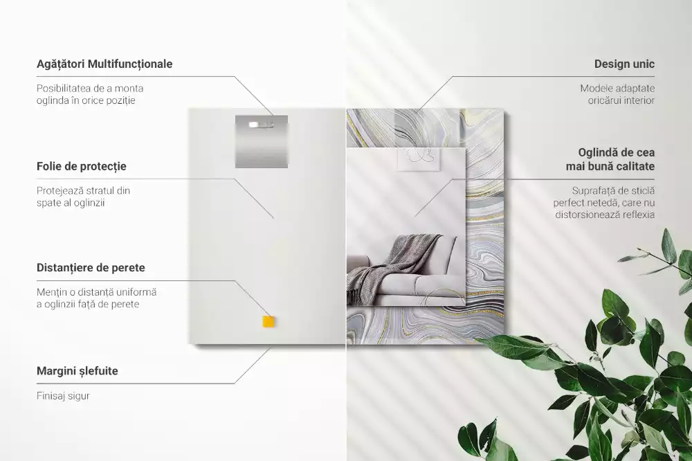 Decorațiuni de perete cu oglinzi Modele abstracte de marmură