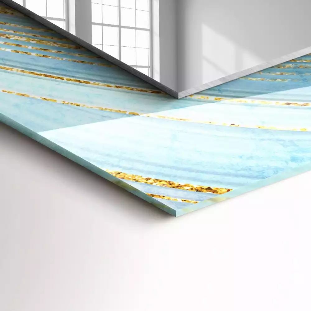 Decorațiuni perete cu oglindă Valuri albastre abstracte