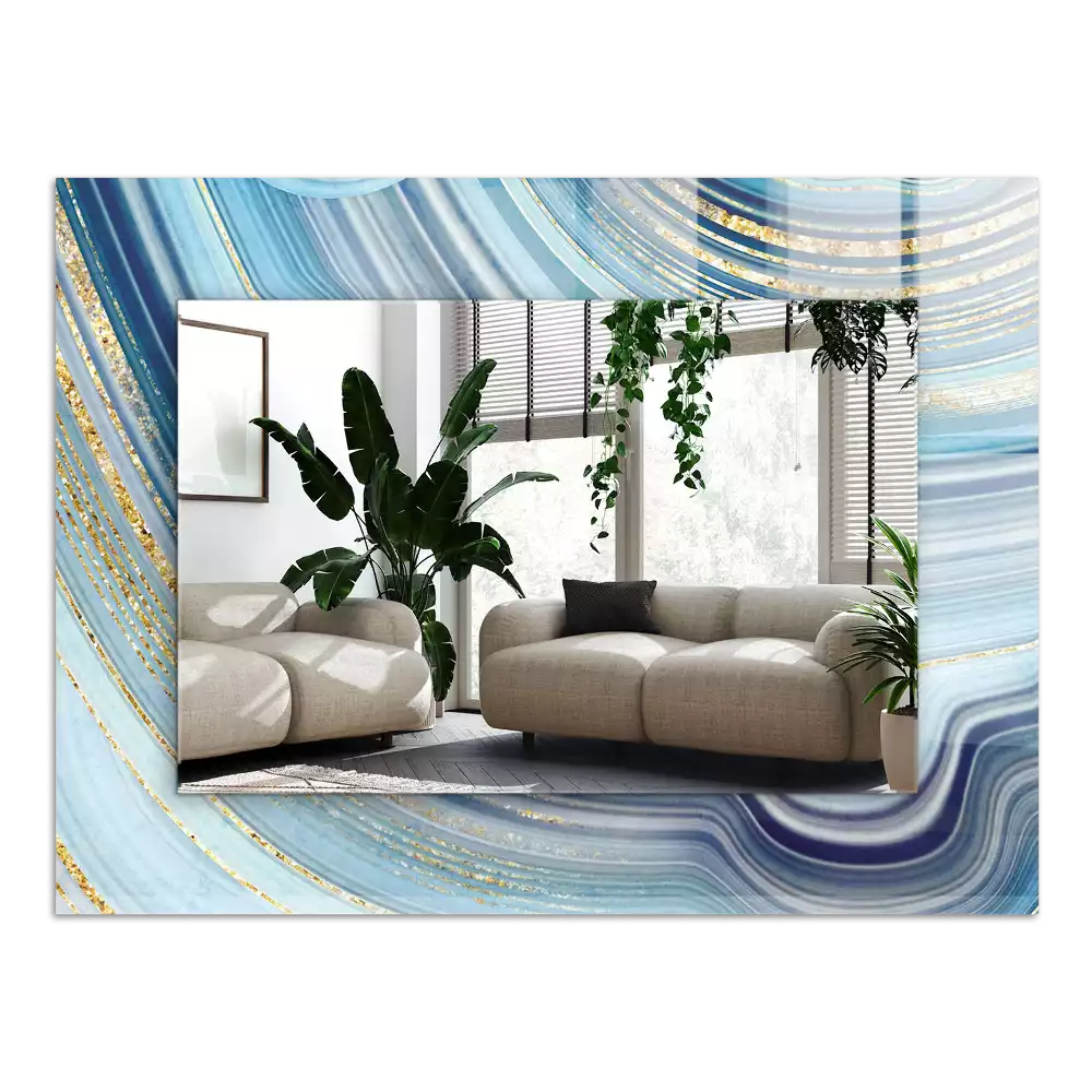 Decorațiuni perete cu oglindă Valuri albastre abstracte