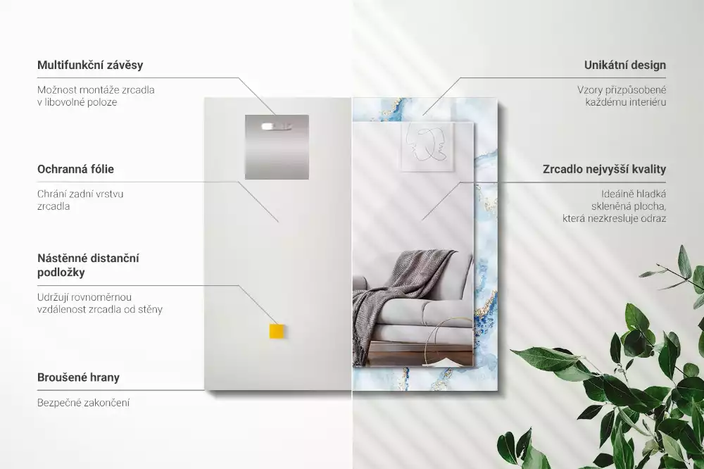 Oglindă imprimată Model abstract de marmură